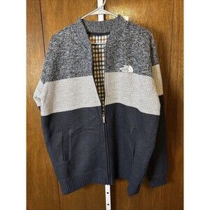 Men’s Blue/Gray Color Block Sweater Full Zip Size Large Pockets Fleece Lined XL